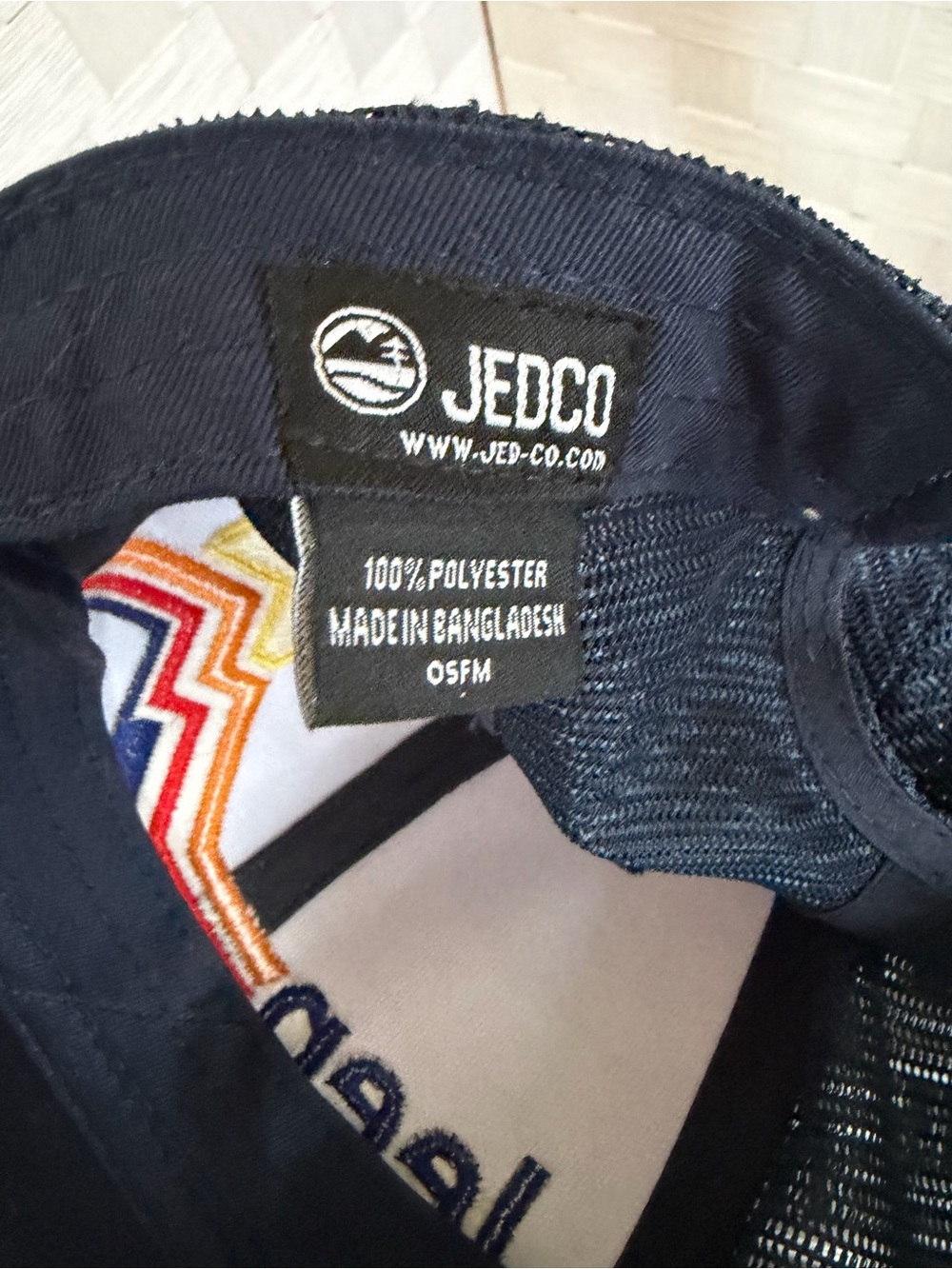 Jeep Navy and White Logo Trucker Hat with Multicolor Stitching - Picture 3 of 4